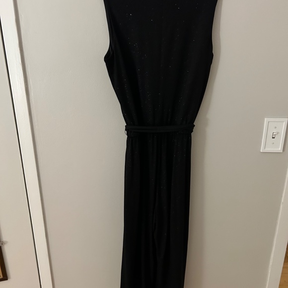 Faux Wrap V-Neck Glitter Jumpsuit - Picture 6 of 7